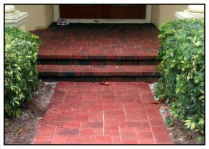 Red Tan Charcoal Entryway with steps