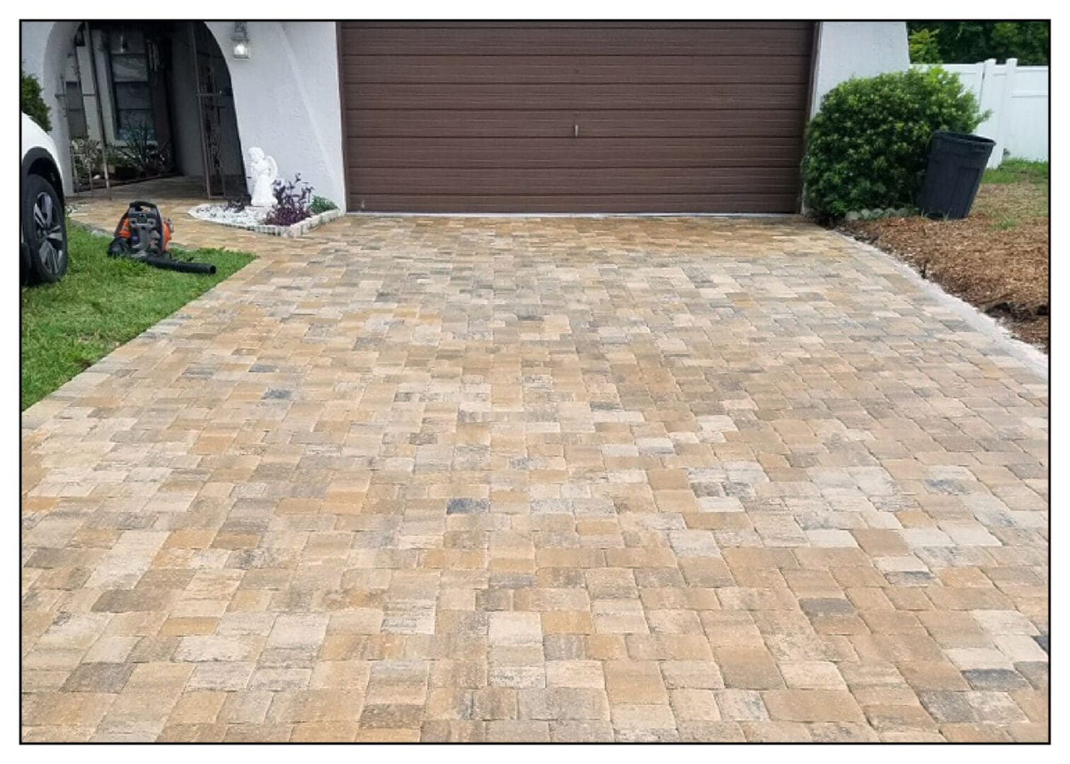 A brown color garage door of a house