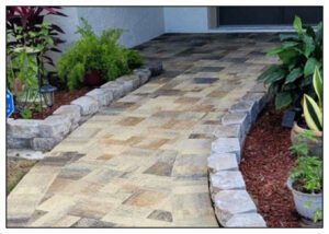 Cream Beige Charcoal Stones in front of the door