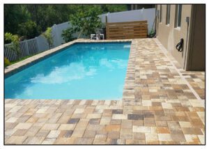 Close view of the beige color stones around pool