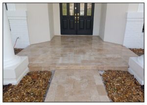 Travertine Stones in front of the door