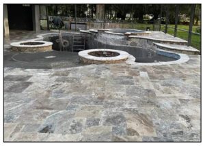 Travertine Stones used backside of the house around the well