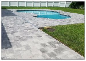 Close view of the grey color stones around pool